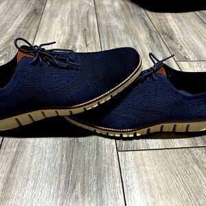 Men's Navy Knit Lace-Up Shoes